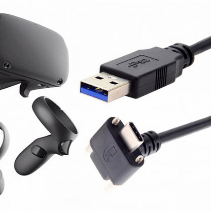 8.0M Down Up Angled USB 3.1 Type-C Dual Screw Locking to USB3.0 Data GL3523 Repeater Cable 90 Degree for Camera Oculus Quest Link UC-128-8.0M