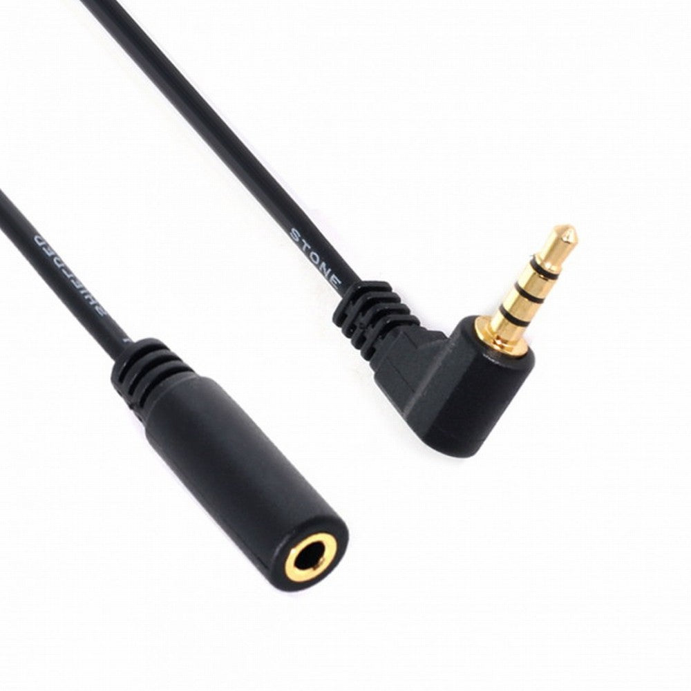 1Set 3/4 Poles Audio Stereo 90 Degree Right Angled 3.5mm Male to Female Extension Cable CA-008+045