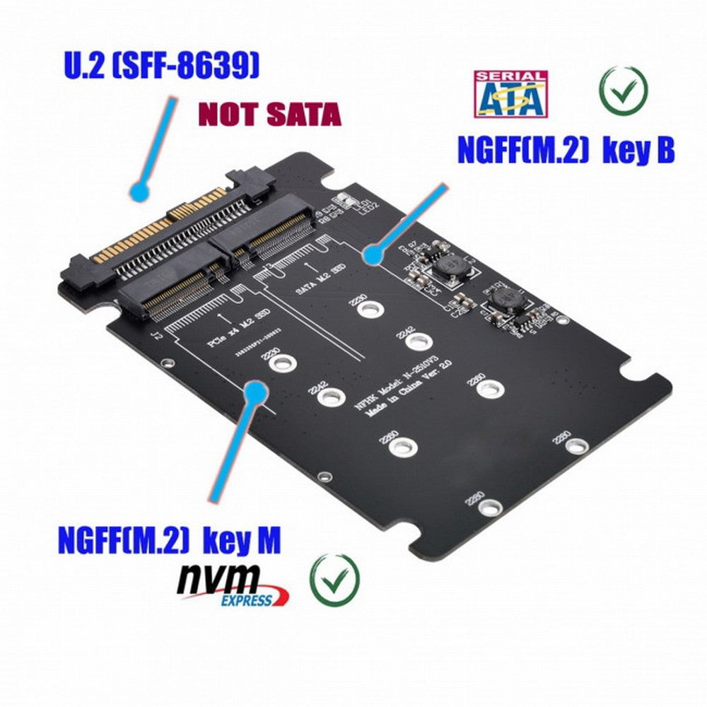 SFF-8639 NVME U.2 to Combo NGFF M.2 M-key SATA PCIe SSD Adapter for Mainboard Replace SSD 750 p3600 p3700 SA-026