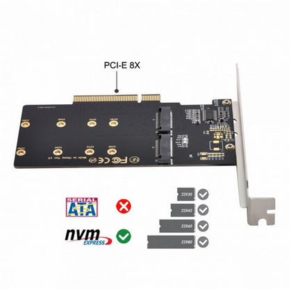 Dual 2X NVME M.2 AHCI to PCIE Express 3.0 Gen3 X8 X16 Raid Card VROC Raid0 Hyper Adapter SA-012-OD