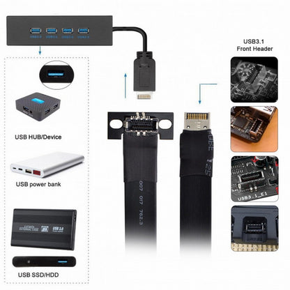 USB 3.1 Front Panel Header Male to Female Type-E IDC 20Pin Motherboard Extension Data Cable 50cm UC-024