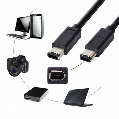 6 Pin to 6Pin FireWire 400 to FireWire 400 6-6 ilink Cable IEEE 1394 1.8m Black CA-017