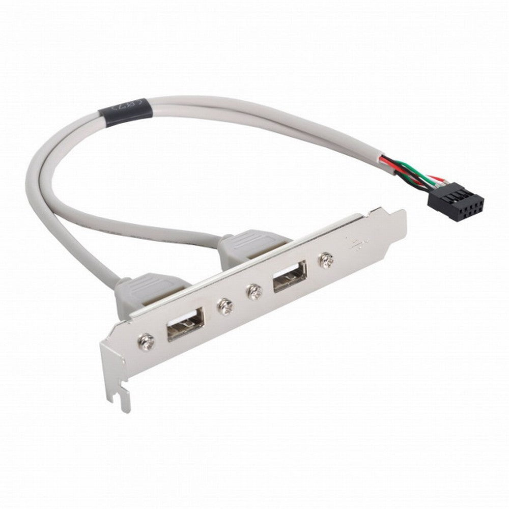Dual Port USB 2.0 to Motherboard 9Pin 10Pin Header Extension Adapter Cable with Bracket U2-142
