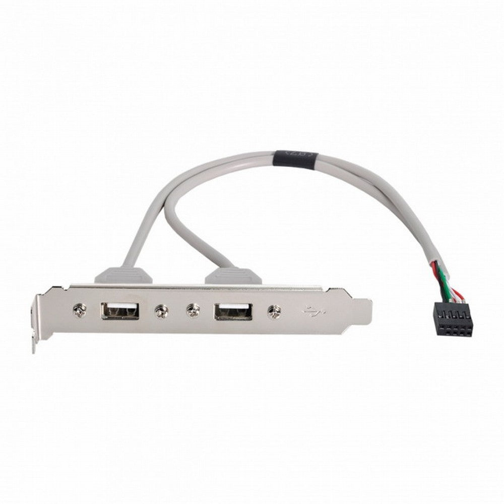 Dual Port USB 2.0 to Motherboard 9Pin 10Pin Header Extension Adapter Cable with Bracket U2-142