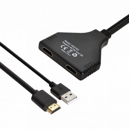 HDMI 1.3 to Dual Female Splitter Switch Extension Adapter Cable with Power for HDTV Laptop 1080P HD-067