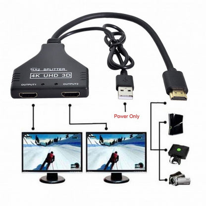 HDMI 1.3 to Dual Female Splitter Switch Extension Adapter Cable with Power for HDTV Laptop 1080P HD-067