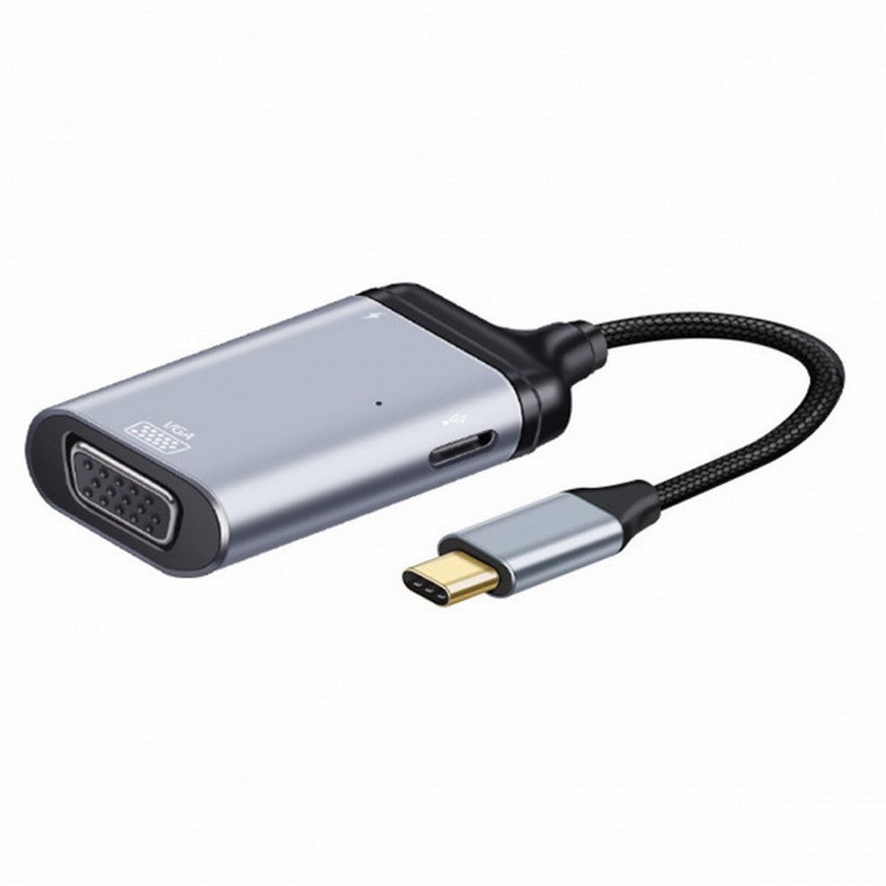 USB-C Type C to VGA RGB Converter HDTV Adapter 60hz 1080p with Female PD Power Port UC-162-VGA