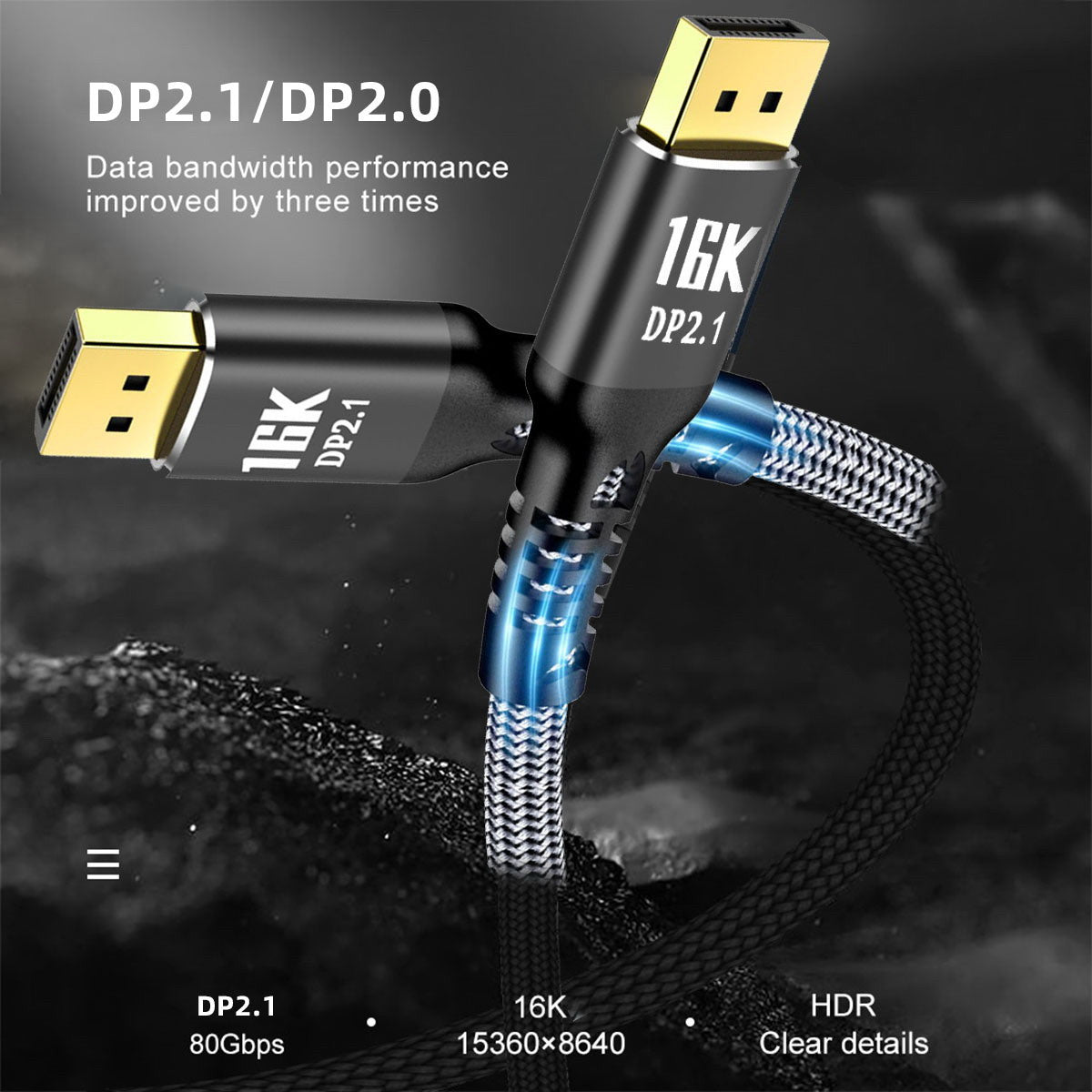DisplayPort 2.0 DP to DP Cable 16K 60hz Cable 2m Ultra-HD UHD DP 1.4 8K 120hz for PC Laptop TV DP-003-2.0M