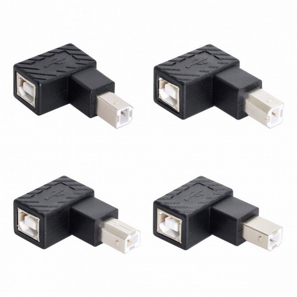 4Pcs USB 2.0 B Type Male to Female Extension Adapter Horizontal Vertical Angled 90 Degree for Disk Scanner U2-038-BM001