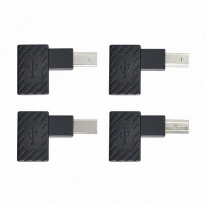 4Pcs USB 2.0 B Type Male to Female Extension Adapter Horizontal Vertical Angled 90 Degree for Disk Scanner U2-038-BM001