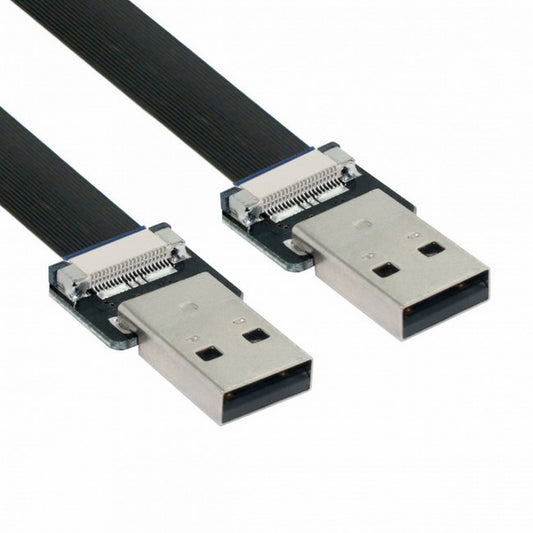 USB 2.0 Type-A Male to Type-A Male Data Flat Slim FPC Cable for FPV Disk Scanner Printer CC-U2-031-BK