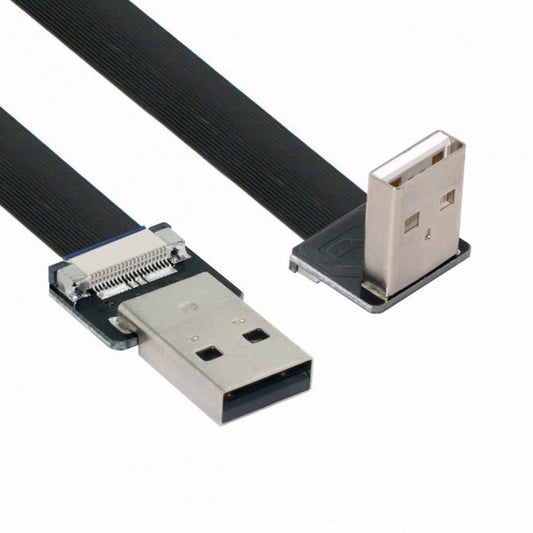 Down Angled USB 2.0 Type-A Male to Type-A Male Data Flat Slim FPC Cable 90 Degree for FPV Disk Scanner Printer CC-U2-031-DN
