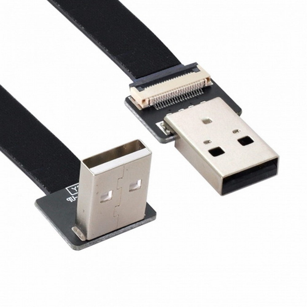 Up Angled USB 2.0 Type-A Male to Type-A Male Data Flat Slim FPC Cable 90 Degree for FPV Disk Scanner Printer CC-U2-031-UP