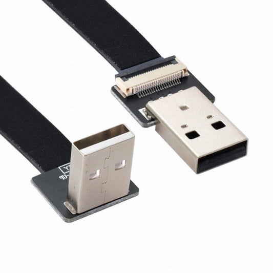 Up Angled USB 2.0 Type-A Male to Type-A Male Data Flat Slim FPC Cable 90 Degree for FPV Disk Scanner Printer CC-U2-031-UP