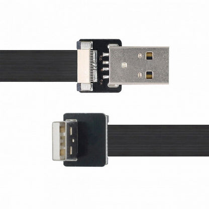 Up Angled USB 2.0 Type-A Male to Type-A Male Data Flat Slim FPC Cable 90 Degree for FPV Disk Scanner Printer CC-U2-031-UP