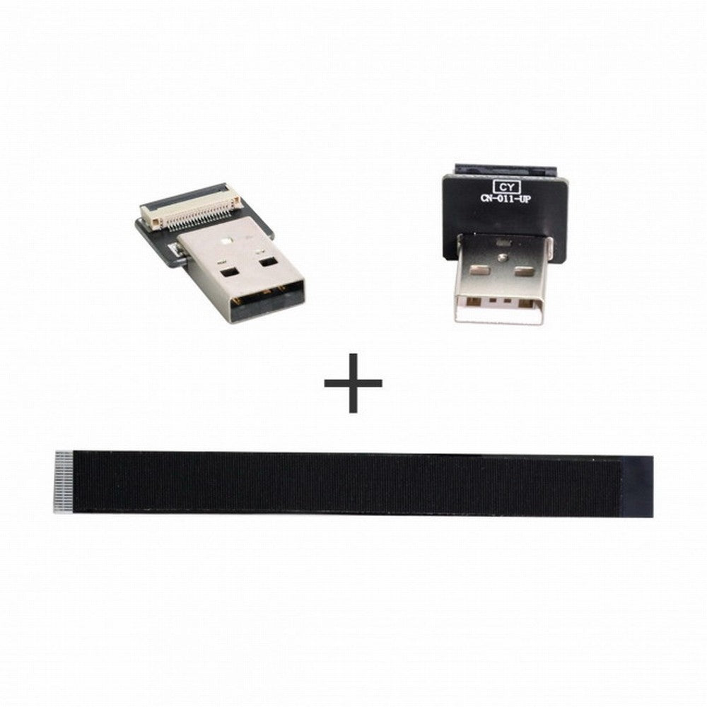 Up Angled USB 2.0 Type-A Male to Type-A Male Data Flat Slim FPC Cable 90 Degree for FPV Disk Scanner Printer CC-U2-031-UP
