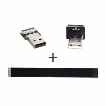 Up Angled USB 2.0 Type-A Male to Type-A Male Data Flat Slim FPC Cable 90 Degree for FPV Disk Scanner Printer CC-U2-031-UP