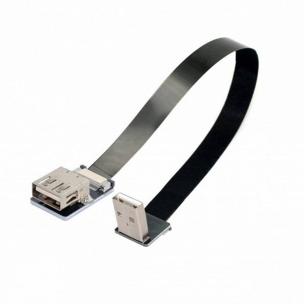 Down Angled USB 2.0 Type-A Male to Female Extension Data Flat Slim FPC Cable for FPV Disk Scanner Printer CC-U2-044-DN