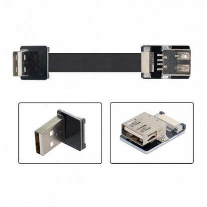 Down Angled USB 2.0 Type-A Male to Female Extension Data Flat Slim FPC Cable for FPV Disk Scanner Printer CC-U2-044-DN