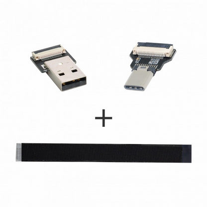 USB 2.0 Type-A Male to USB-C Type-C Male Data Flat Slim FPC Cable for FPV Disk Phone CC-U2-039-BK