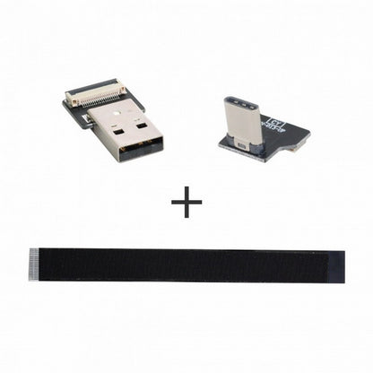 Up Down Angled USB 2.0 Type-A Male to USB-C Type-C Male Data Flat Slim FPC Cable for FPV Disk Phone CC-U2-039-UP