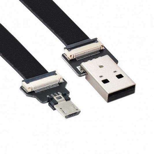 USB 2.0 Type-A Male to Micro USB 5Pin Male Data Flat Slim FPC Cable for FPV Disk Phone CC-U2-045-BK