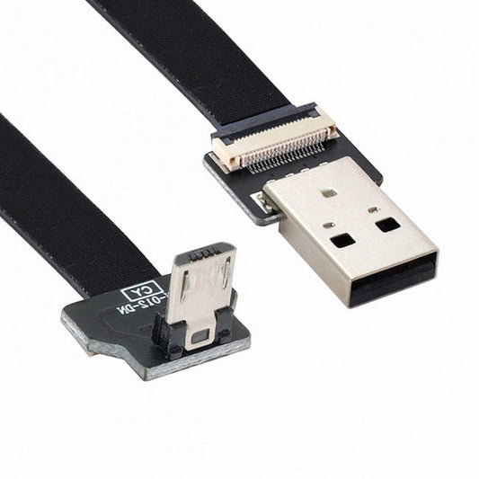 Down Angled USB 2.0 Type-A Male to Micro USB 5Pin Male Data Flat Slim FPC Cable for FPV Disk Phone CC-U2-045-DN