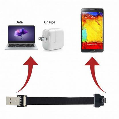 Up Angled USB 2.0 Type-A Male to Micro USB 5Pin Male Data Flat Slim FPC Cable for FPV Disk Phone CC-U2-045-UP