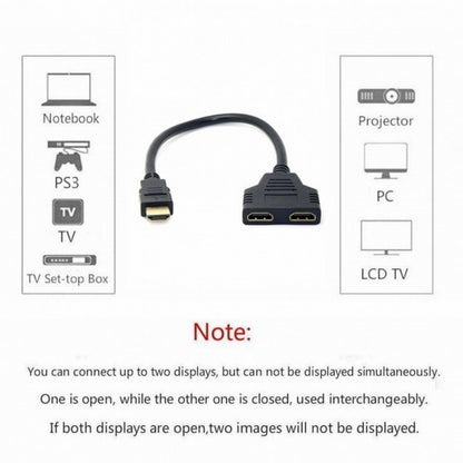 One HDMI Male to Dual HDMI Female Y Splitter Switch Extension Adapter Cable for FOR PC HDTV Laptop 1080P HD-027