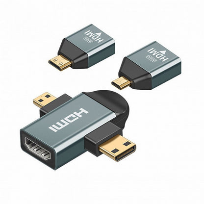 3pcs/set Micro Mini HDMI to HDMI 1.4 Female 2-in-1 Combo Adapter 4K@60hz HD-013