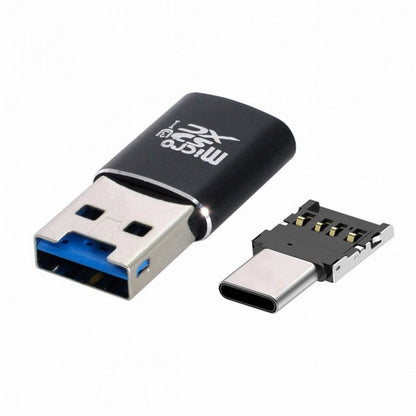 USB 3.0 to Micro SD SDXC TF Card Reader with Micro Type-C USB-C OTG Adapter for Tablet / Cell Phone U3-051+UC-053