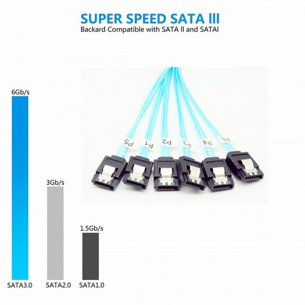 Internal 6 SATA 7pin to 6 SATA 7pin Target SSD Hard Disk 6Gbps Data Server Raid Cable SF-018