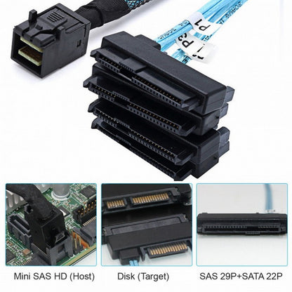 Internal Mini SAS SFF-8643 Host to 4 SAS 29Pin SFF-8482 Target Disk 6Gbps Data Server Raid Cable SF-012