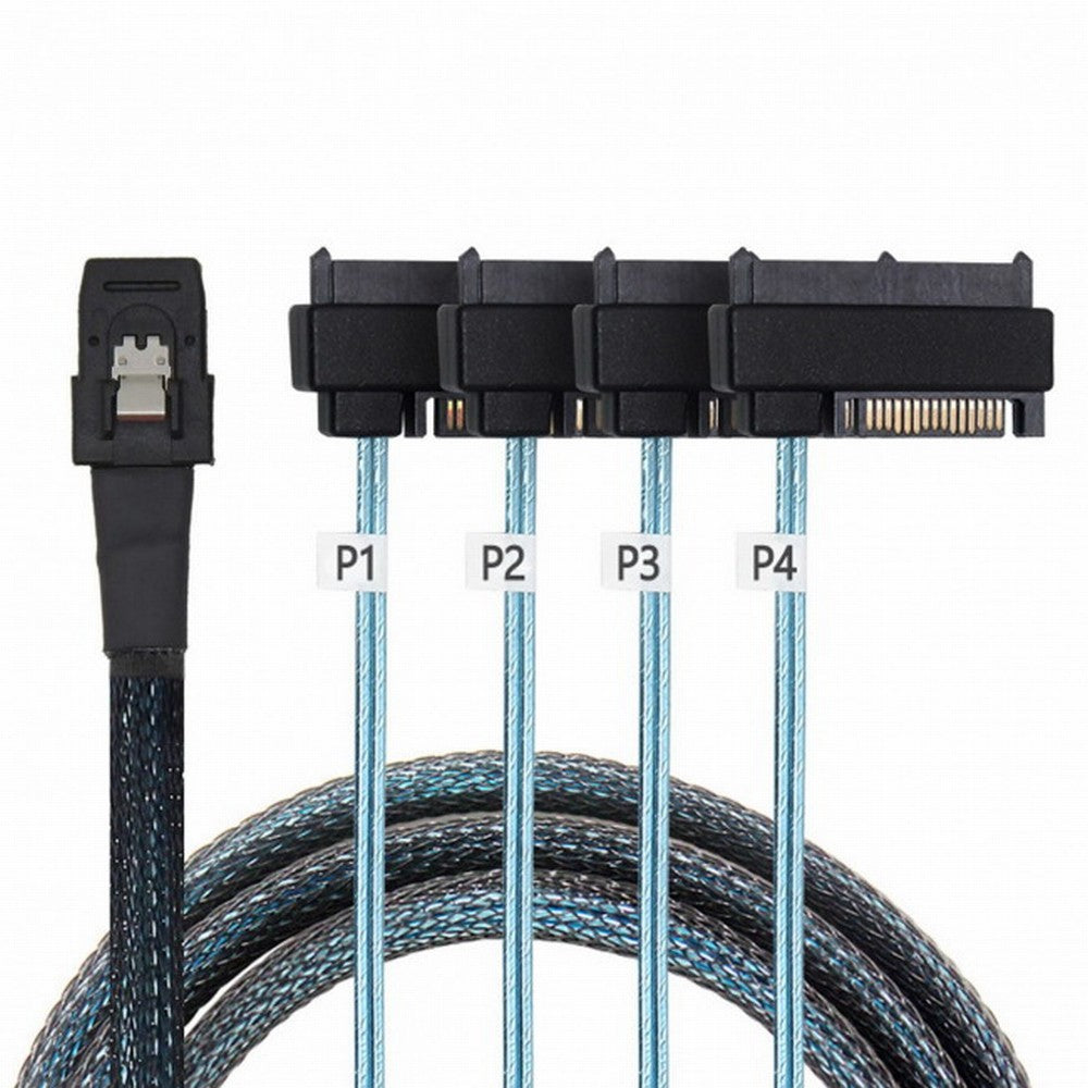Internal 36 Pin Mini SAS SFF-8087 Host to 4 SFF-8482 Target SAS Hard Disk and SATA Power Cable 50cm SF-091-0.5M