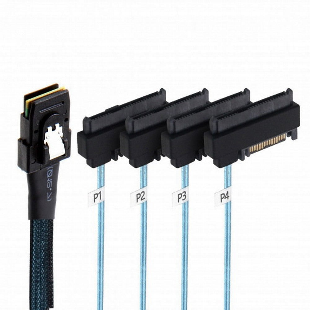 Internal 36 Pin Mini SAS SFF-8087 Host to 4 SFF-8482 Target SAS Hard Disk and SATA Power Cable 50cm SF-091-0.5M