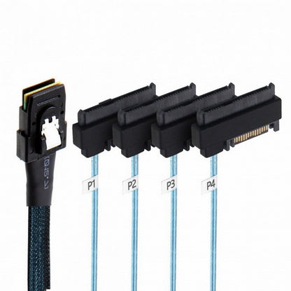 Internal 36 Pin Mini SAS SFF-8087 Host to 4 SFF-8482 Target SAS Hard Disk and SATA Power Cable 50cm SF-091-0.5M