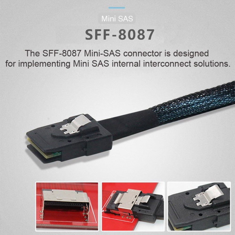 Internal 36 Pin Mini SAS SFF-8087 Host to 4 SFF-8482 Target SAS Hard Disk and SATA Power Cable 50cm SF-091-0.5M