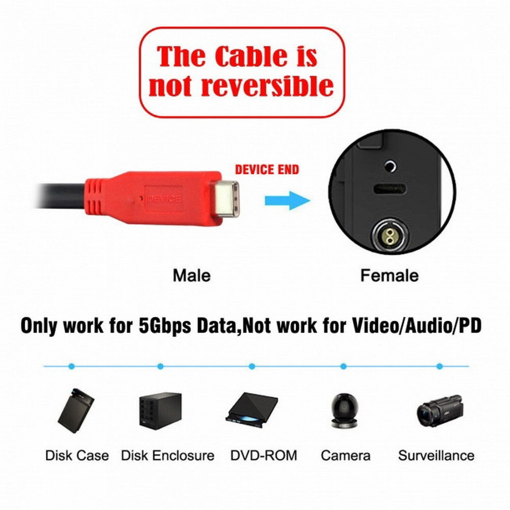 8m USB-C Type-C to USB-C 5Gbps Gen1 Chipset Repeater Data Cable Single-Way Transfer for Industrial Camera Laptop PC Disk UC-044-8.0M