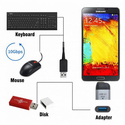 Cablecc 10Gbps USB 3.1 Type-C Male Host to USB 3.0 Type-A Female OTG Data Adapter, Compatible with Laptop and Phone