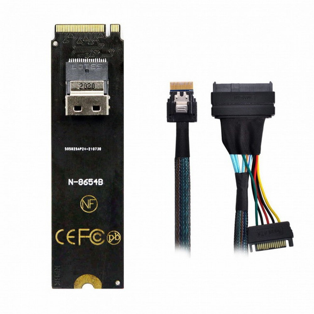 NGFF M-Key NVME to SFF-8654 Slimline SAS Card Adapter and U.2 U2 SFF-8639 NVME PCIe SSD Cable for Mainboard SSD SF-013+104