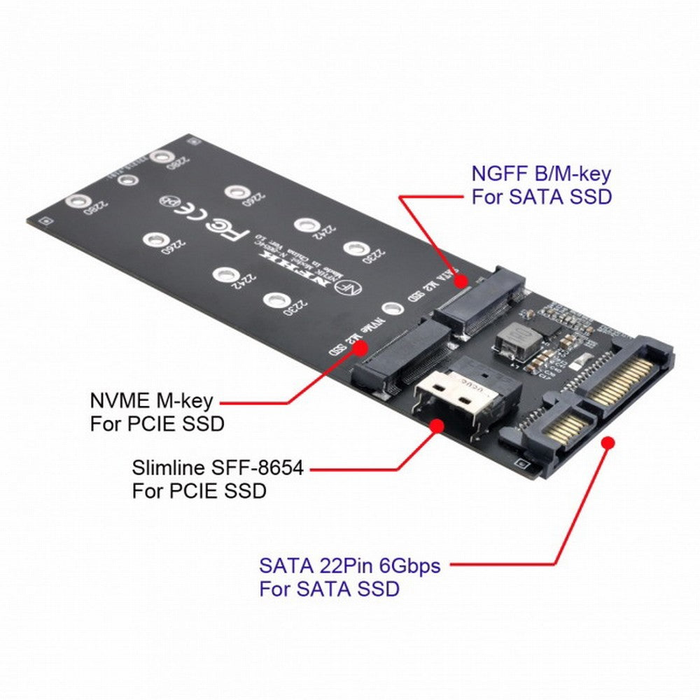 SFF-8654 to U2 Kit NGFF M-Key to Slimline SAS NVME PCIe SSD SATA Adapter for Mainboard SF-016