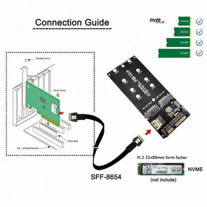 SFF-8654 to U2 Kit NGFF M-Key to Slimline SAS NVME PCIe SSD SATA Adapter for Mainboard SF-016