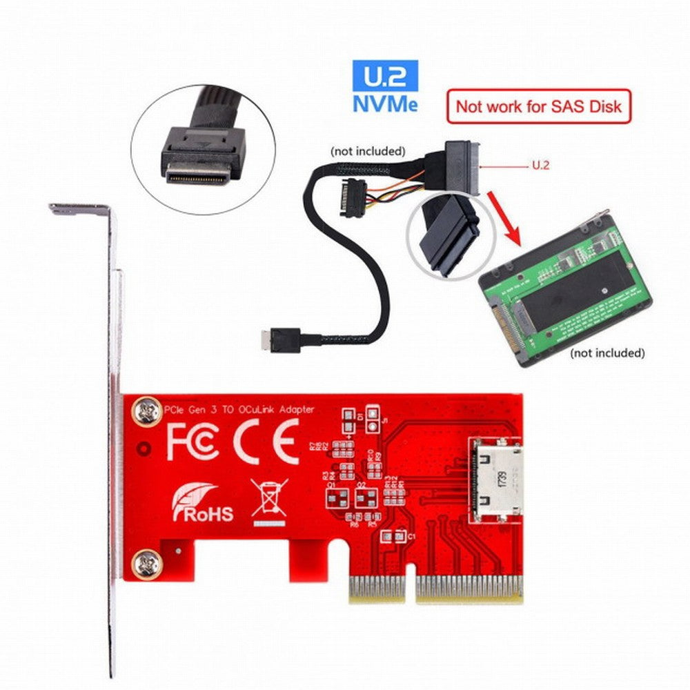 PCI-E 3.0 Express 4.0 x4 to Oculink Internal SFF-8612 SFF-8611 Host Adapter for PCIe SSD with Bracket SF-022