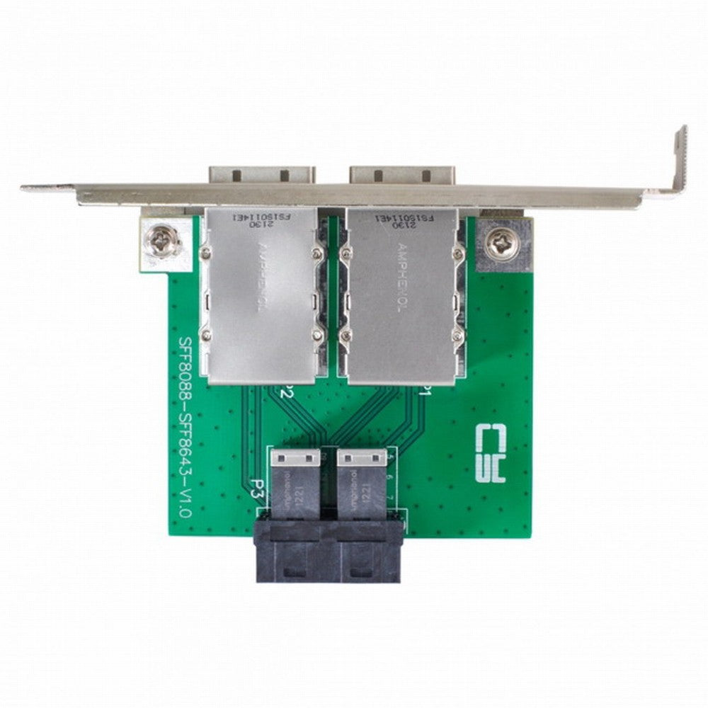 Dual Ports Mini SAS SFF-8088 To Internal SAS HD SFF-8643 PCBA Female Adapter With Low Profile Bracket SF-030
