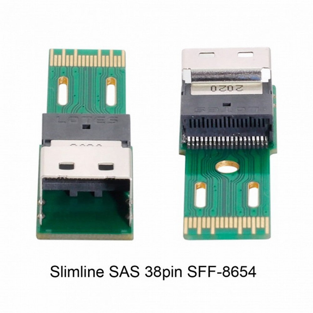 PCI-E Slimline SAS 4.0 SFF-8654 4i 38pin to SFF-8654 38pin Male to Female Extender Adapter Test Tools SF-003