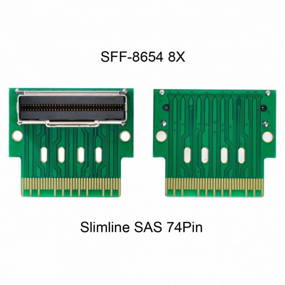 PCI-E Slimline SAS 4.0 SFF-8654 8i 74pin to SFF-8654 74pin Male to Female Extender Adapter Angled Test Tools SF-007