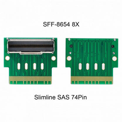PCI-E Slimline SAS 4.0 SFF-8654 8i 74pin to SFF-8654 74pin Male to Female Extender Adapter Angled Test Tools SF-007