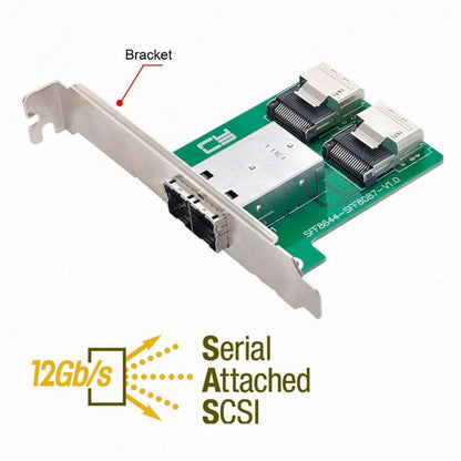 Dual Ports Mini SAS HD SFF-8644 To Internal Mini SAS SFF-8087 PCBA Female Adapter With Low Profile Bracket SF-019