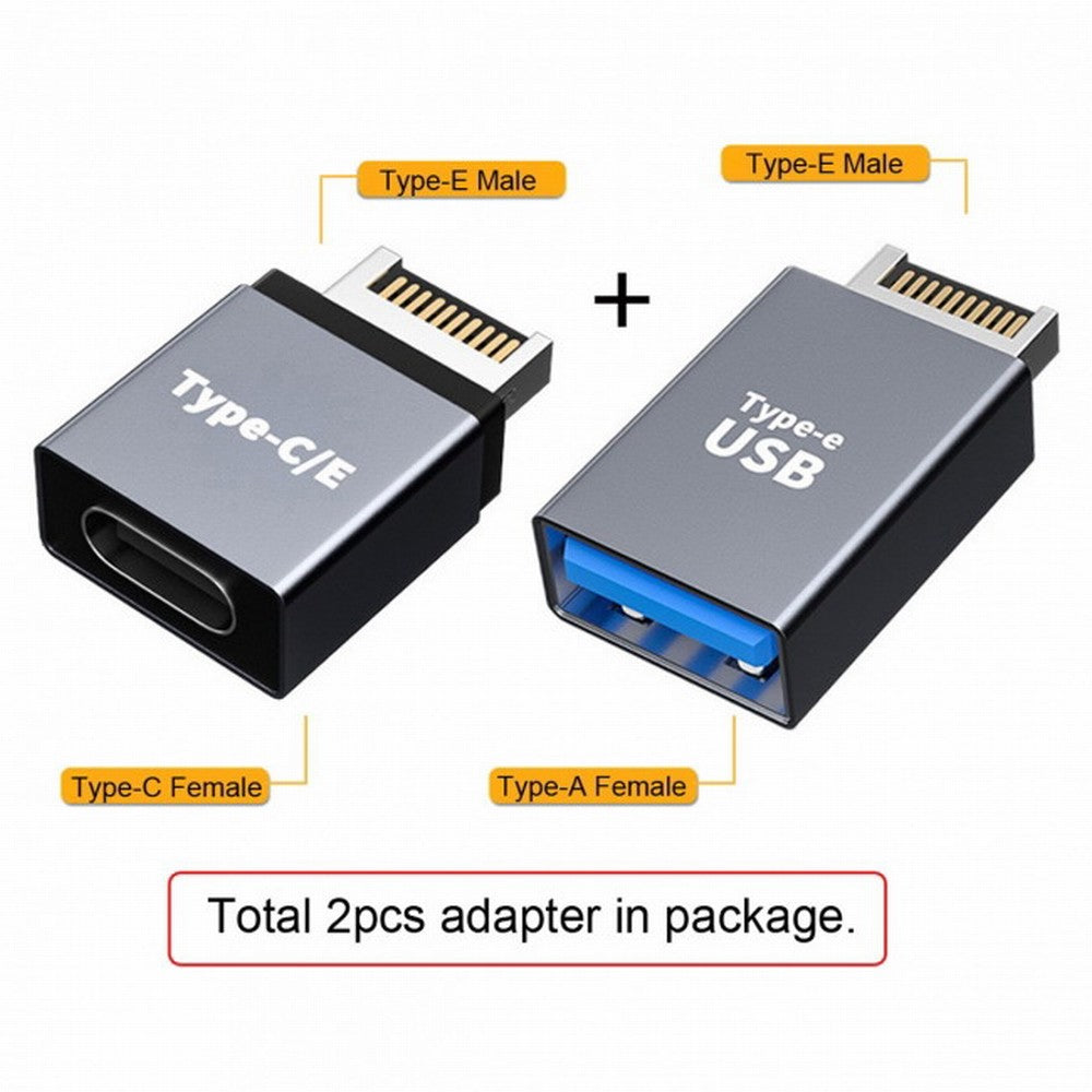 2pcs USB 3.1 Front Panel Header Male Type-E to Type-A Type-C USB-C Motherboard Extension Data Adapter UC-010-AF+UC-010-CF