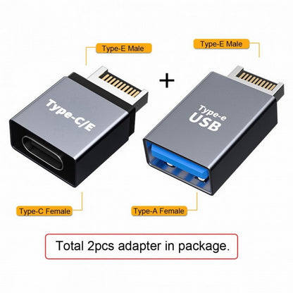 2pcs USB 3.1 Front Panel Header Male Type-E to Type-A Type-C USB-C Motherboard Extension Data Adapter UC-010-AF+UC-010-CF